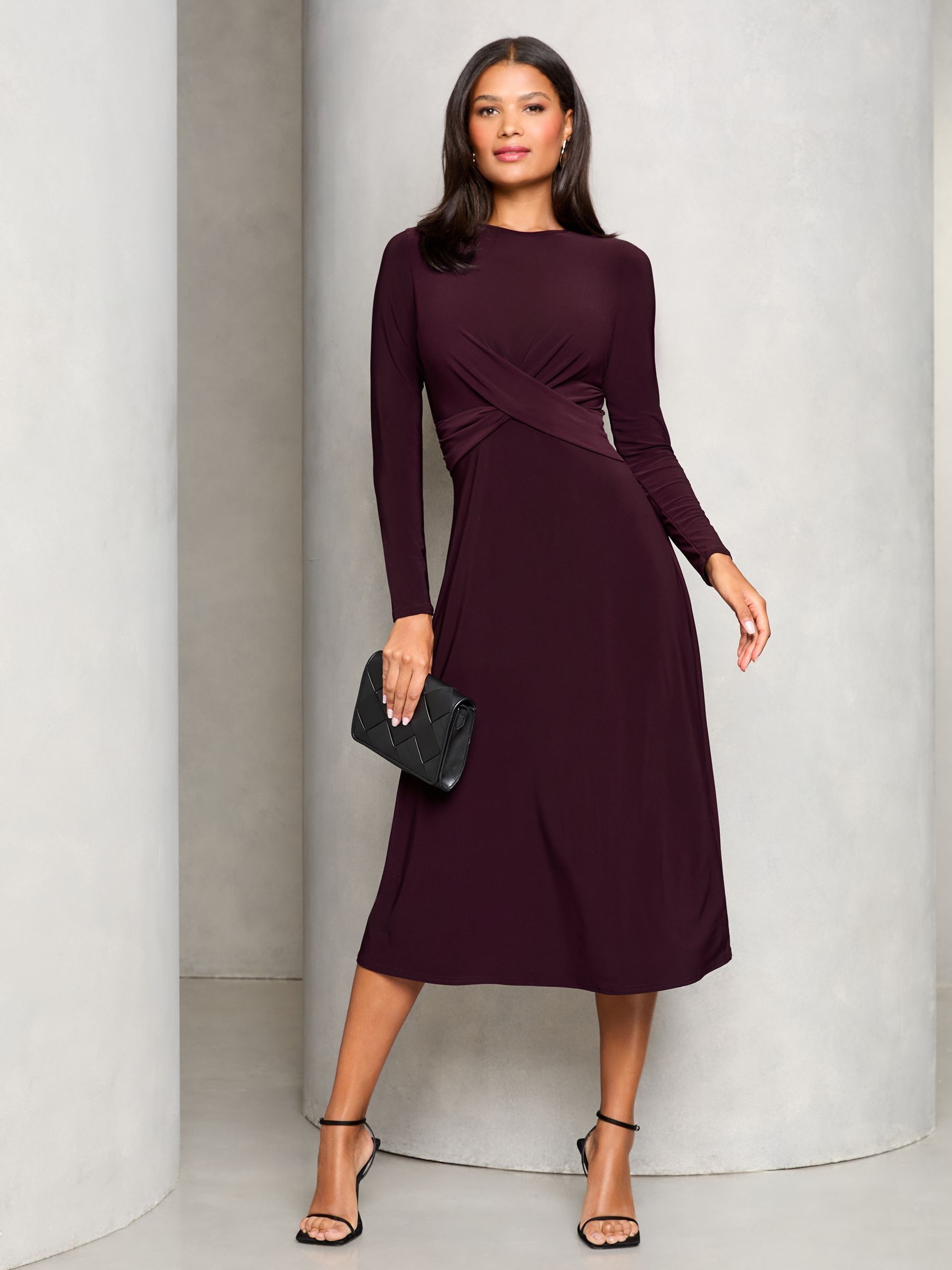 Long sleeve burgundy dress new arrivals