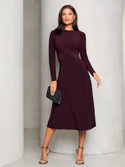 Lipsy Long Sleeve Cross Front Midi Dress - Imagen 1 de 4