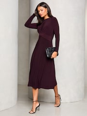 Lipsy Long Sleeve Cross Front Midi Dress - Imagen 3 de 4