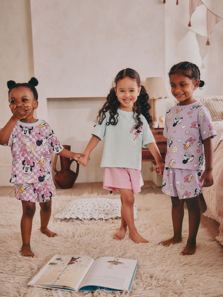Flieder-Violett - Minnie Mouse Pyjama mit Shorts aus 100 % Baumwolle im 3er-Pack (9 Monate bis 12 Jahre) - Bild 1 von 12 Flieder-Violett - Minnie Mouse Pyjama mit Shorts aus 100 % Baumwolle im 3er-Pack (9 Monate bis 12 Jahre) - Bild 1 von 12