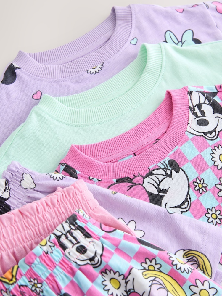 Lilac Purple 100% Cotton Minnie Mouse Shorts Pyjamas 3 Pack (9mths-12yrs) - Image 11 of 12