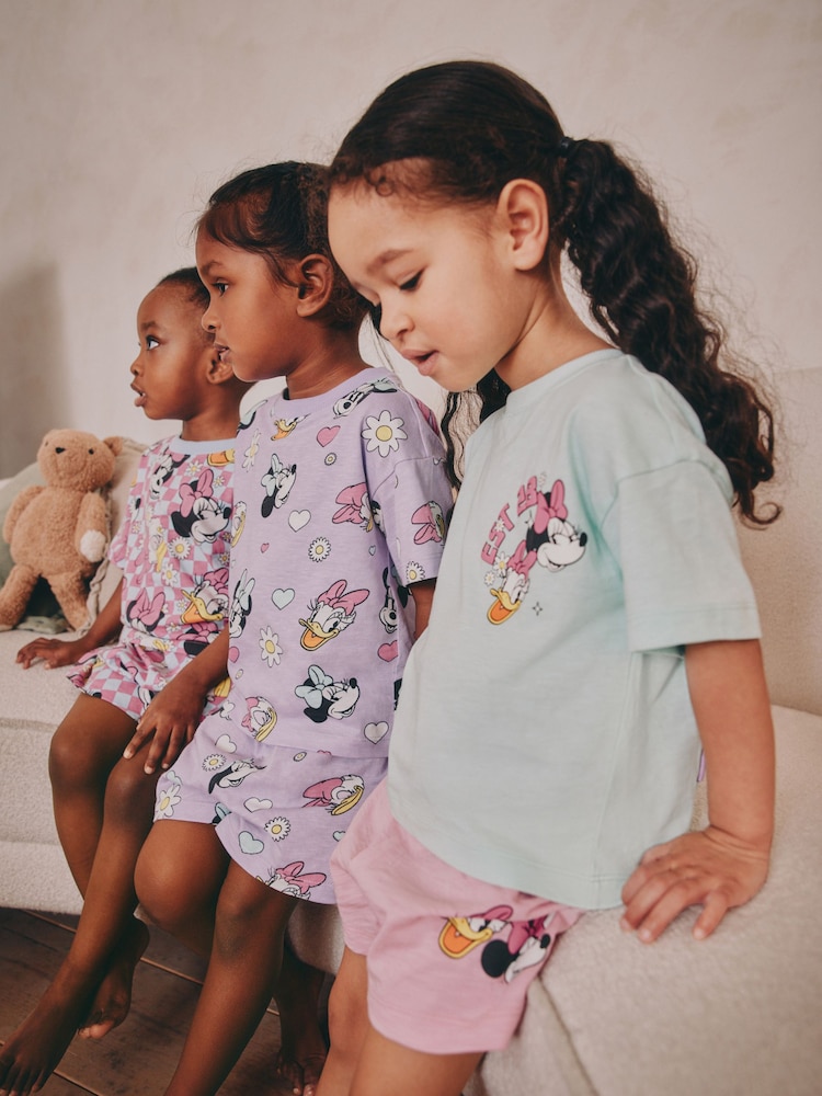 Lilac Purple 100% Cotton Minnie Mouse Shorts Pyjamas 3 Pack (9mths-12yrs) - Image 2 of 12