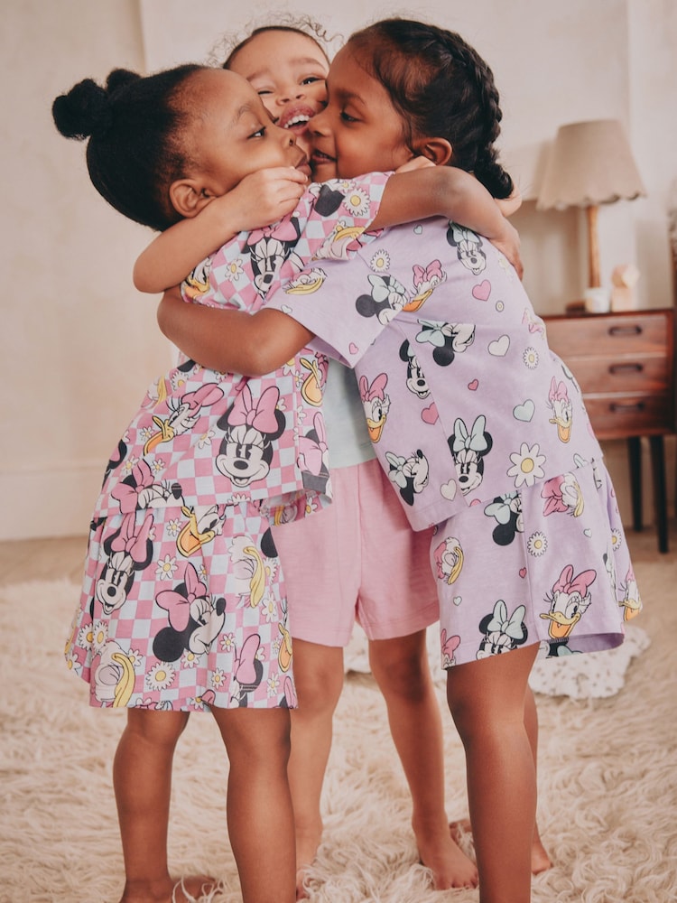 Lilac Purple 100% Cotton Minnie Mouse Shorts Pyjamas 3 Pack (9mths-12yrs) - Image 3 of 12
