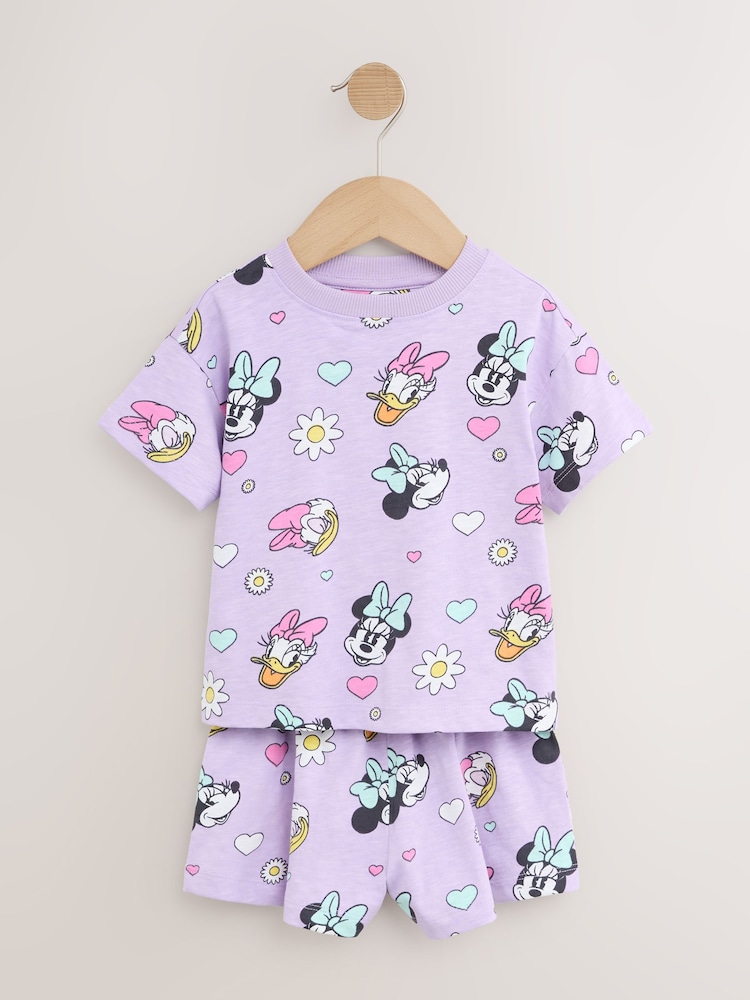 Lilac Purple 100% Cotton Minnie Mouse Shorts Pyjamas 3 Pack (9mths-12yrs) - Image 9 of 12