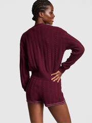Victoria's Secret PINK Purple Rose Cropped Cable Knit Cardigan - Image 2 of 3