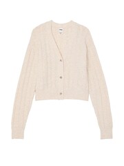 Victoria's Secret PINK Heather Oatmeal Beige Cropped Cable Knit Cardigan - Image 3 of 3