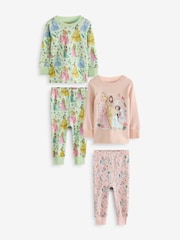 Pink 100% Cotton Disney Princess Long Sleeve Snuggle Pyjamas 2 Pack (9mths-10yrs) - Image 5 of 10