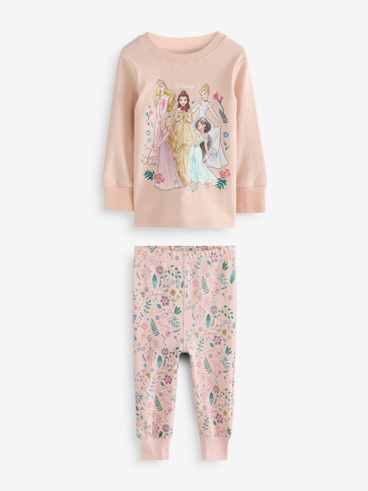 Pink 100% Cotton Disney Princess Long Sleeve Snuggle Pyjamas 2 Pack (9mths-10yrs) - Image 6 of 10