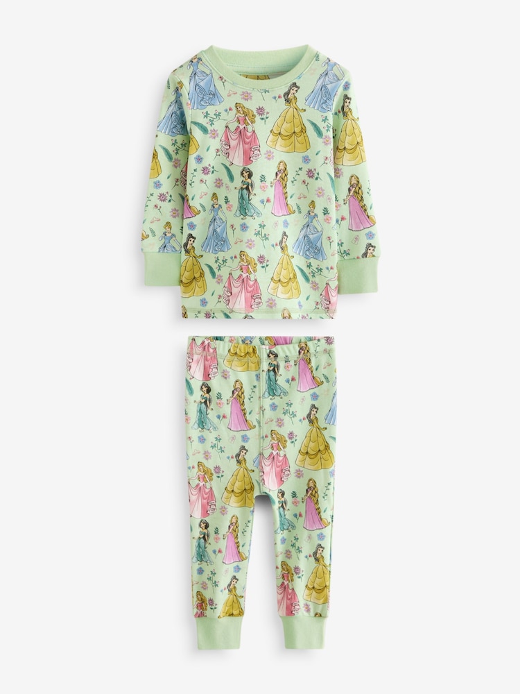 Pink 100% Cotton Disney Princess Long Sleeve Snuggle Pyjamas 2 Pack (9mths-10yrs) - Image 7 of 10