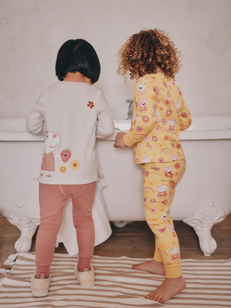 Pink/Cream 100% Cotton Peppa Pig Long Sleeved Snuggle Pyjamas 2 Pack (9mths-8yrs) - Image 2 of 5