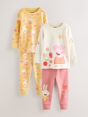 Pink/Cream 100% Cotton Peppa Pig Long Sleeved Snuggle Pyjamas 2 Pack (9mths-8yrs) - Image 6 of 12