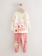 Pink/Cream 100% Cotton Peppa Pig Long Sleeved Snuggle Pyjamas 2 Pack (9mths-8yrs) - Image 7 of 12