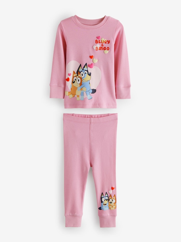 Pink Bluey Long Sleeved Snuggle 100% Cotton Pyjamas 2 Pack (12mths-8yrs) - Image 8 of 13