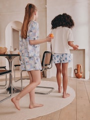 Blue/Ecru Stitch Short Pyjamas 2 Pack (3-16yrs) - Image 3 of 10