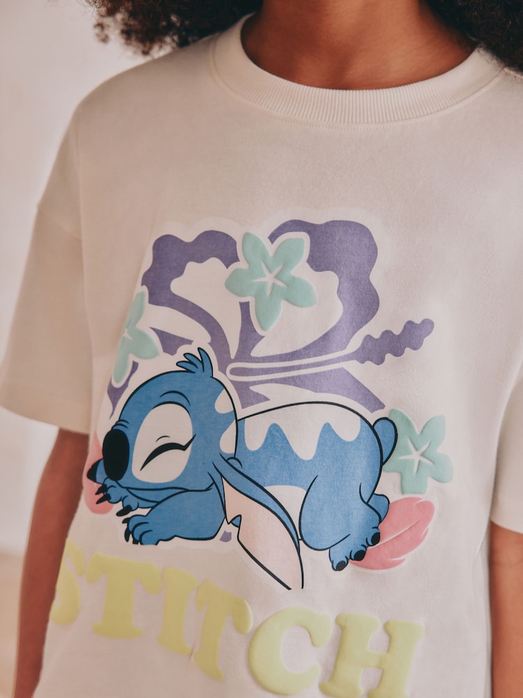 Blue/Ecru Lilo and Stitch Short Pyjamas 2 Pack (3-16yrs) - Image 4 of 10