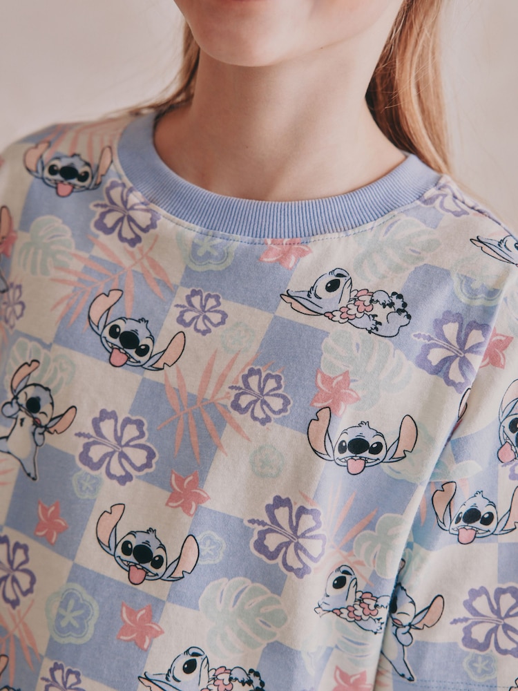 Blue/Ecru Lilo and Stitch Short Pyjamas 2 Pack (3-16yrs) - Image 5 of 10