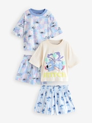 Blue/Ecru Stitch Short Pyjamas 2 Pack (3-16yrs) - Image 6 of 10