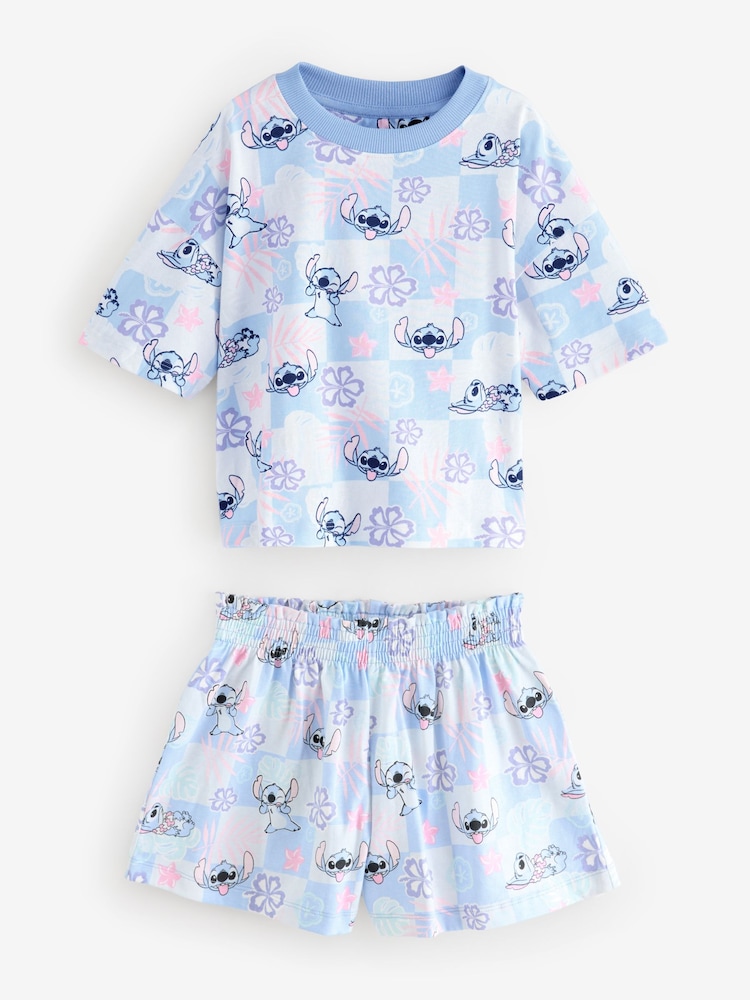 Blue/Ecru Lilo and Stitch Short Pyjamas 2 Pack (3-16yrs) - Image 7 of 10
