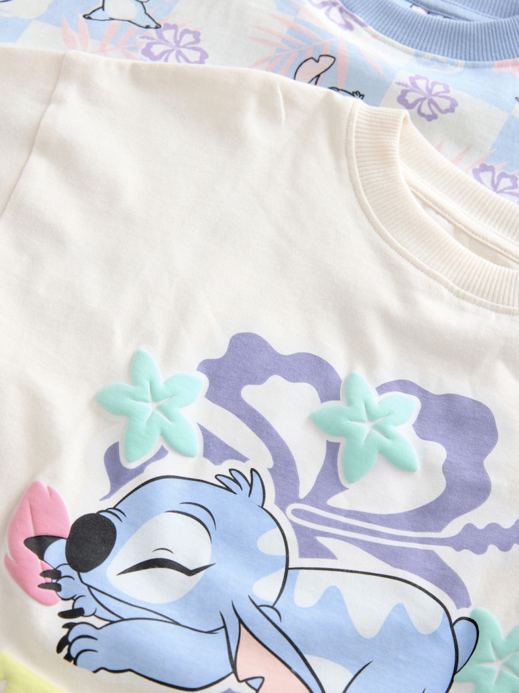 Blue/Ecru Lilo and Stitch Short Pyjamas 2 Pack (3-16yrs) - Image 9 of 10
