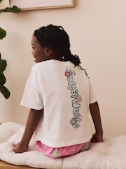 Pink/White 100% Cotton Smiley World Licence Short Pyjamas (3-16yrs) - Image 3 of 9