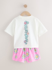 Pink/White 100% Cotton Smiley World Licence Short Pyjamas (3-16yrs) - Image 6 of 9