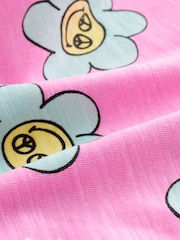 Pink/White 100% Cotton Smiley World Licence Short Pyjamas (3-16yrs) - Image 8 of 9