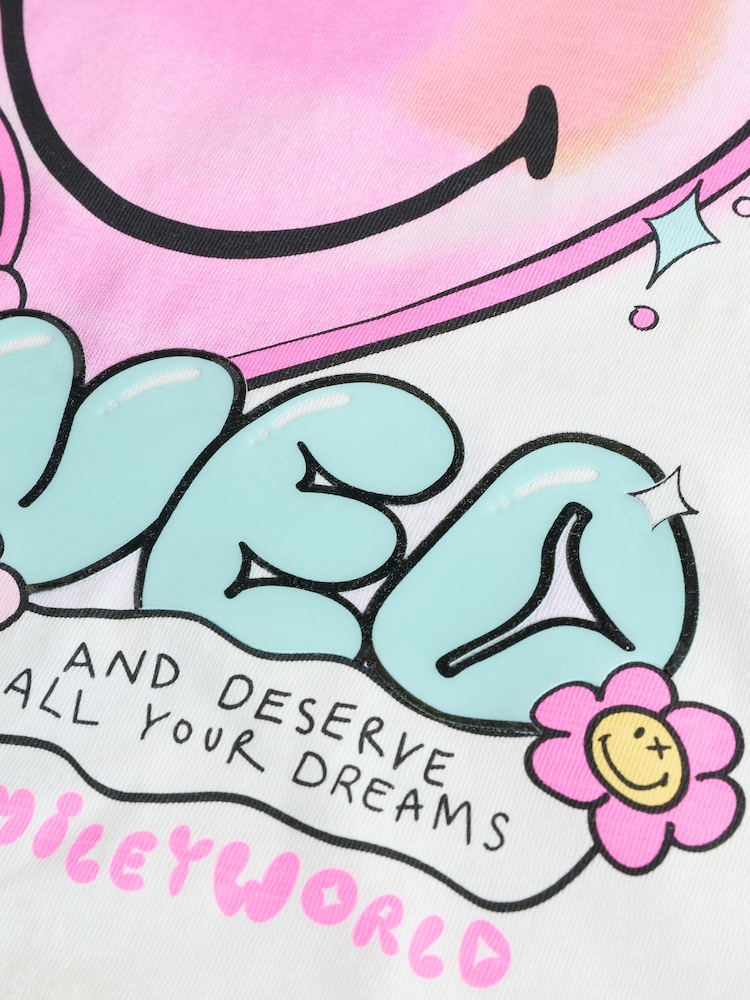 Pink/White 100% Cotton Smiley World Licence Short Pyjamas (3-16yrs) - Image 9 of 9