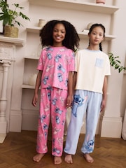 Pink/Blue Stitch Joggers Pyjamas 2 Pack (3-16yrs) - Image 1 of 5