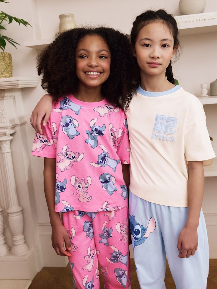 Pink/Blue Stitch Joggers Pyjamas 2 Pack (3-16yrs) - Image 2 of 5