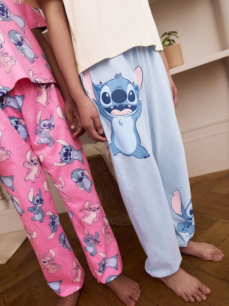 Pink/Blue Stitch Joggers Pyjamas 2 Pack (3-16yrs) - Image 5 of 5
