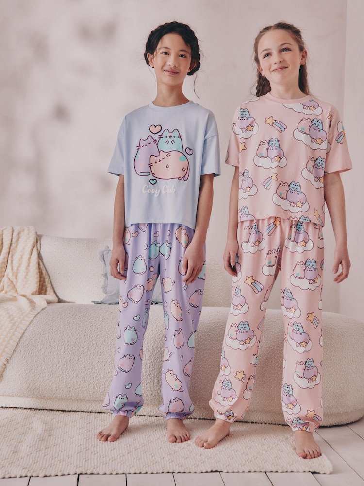 Blue/Pink Pusheen Joggers Pyjamas 2 Pack (6-14yrs) - Image 1 of 5