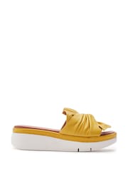 Moda in Pelle Yellow Ollin Leather Twist Upper Low Wedge Sliders - Image 1 of 4
