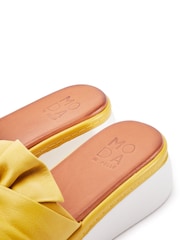 Moda in Pelle Yellow Ollin Leather Twist Upper Low Wedge Sliders - Image 3 of 4
