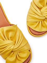 Moda in Pelle Yellow Ollin Leather Twist Upper Low Wedge Sliders - Image 4 of 4