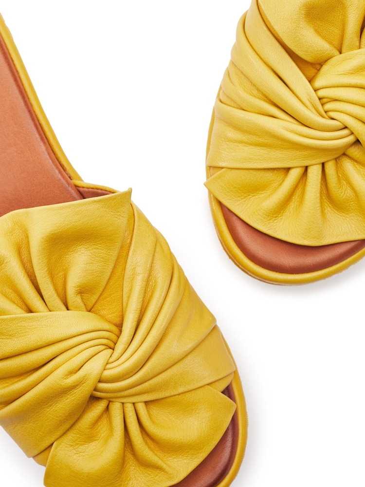 Moda in Pelle Yellow Ollin Leather Twist Upper Low Wedge Sliders - Image 4 of 4 Moda in Pelle Yellow Ollin Leather Twist Upper Low Wedge Sliders - Image 4 of 4
