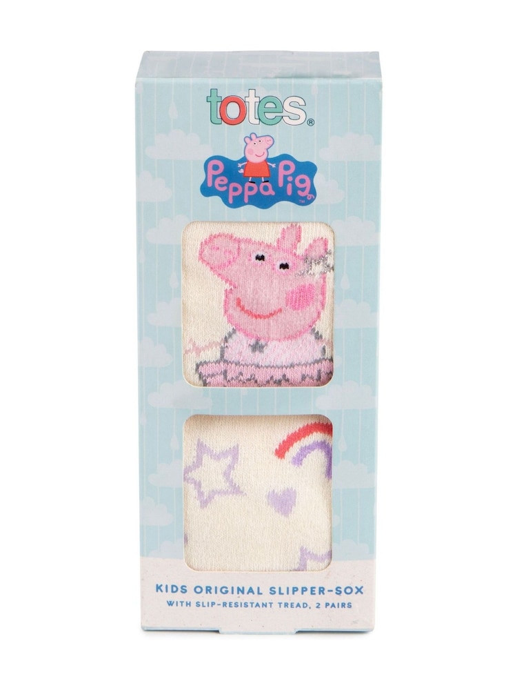Totes Pink Childrens Peppa Pig Slipper Socks 2 Pack - Image 4 of 5