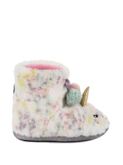 Totes Cream Childrens Totes Unicorn Faux Fur Winter Bootie Slippers - Image 2 of 5