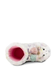 Totes Cream Childrens Totes Unicorn Faux Fur Winter Bootie Slippers - Image 3 of 5