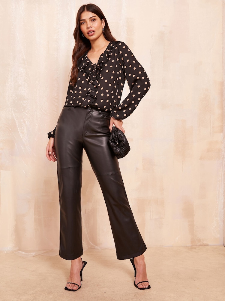 Friends Like These Black Ruffle Detail Long Sleeve Blouse - Image 3 of 4