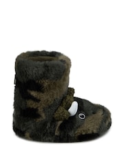 Totes Green Childrens Dinosaur Bootie Winter Slippers - Image 2 of 5