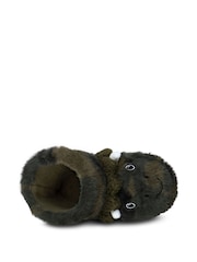 Totes Green Childrens Dinosaur Bootie Winter Slippers - Image 4 of 5