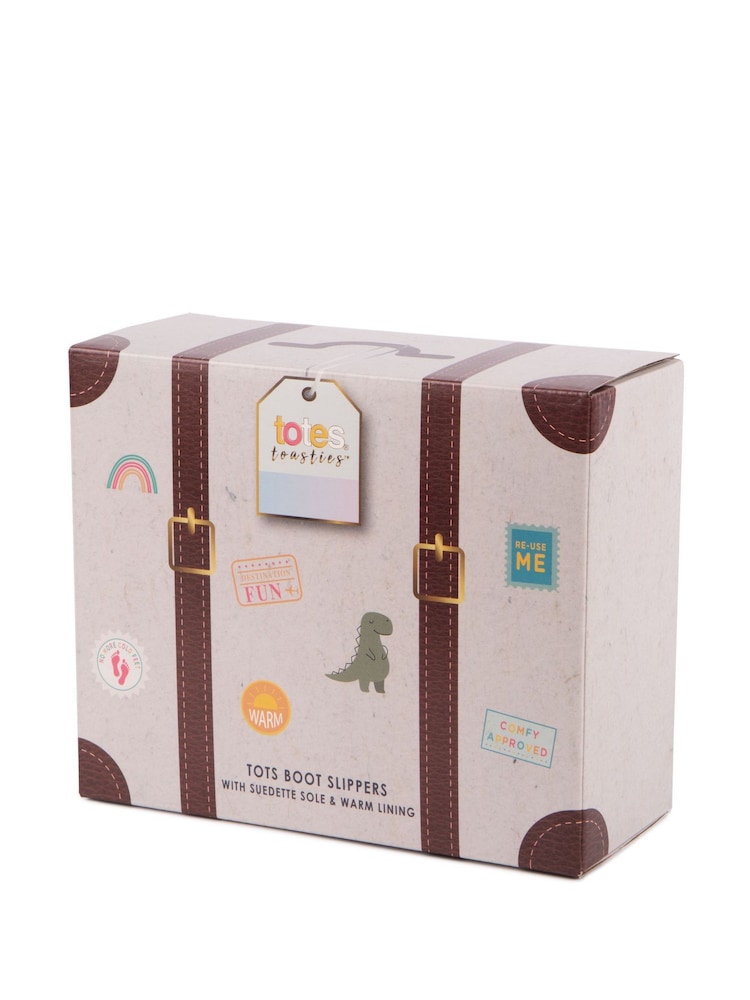 Totes Green Childrens Dinosaur Bootie Winter Slippers - Image 5 of 5