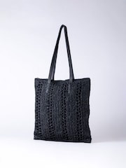 Lakeland Leather Black Nita Straw Tote Bag - Image 1 of 5