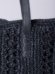 Lakeland Leather Black Nita Straw Tote Bag - Image 3 of 5
