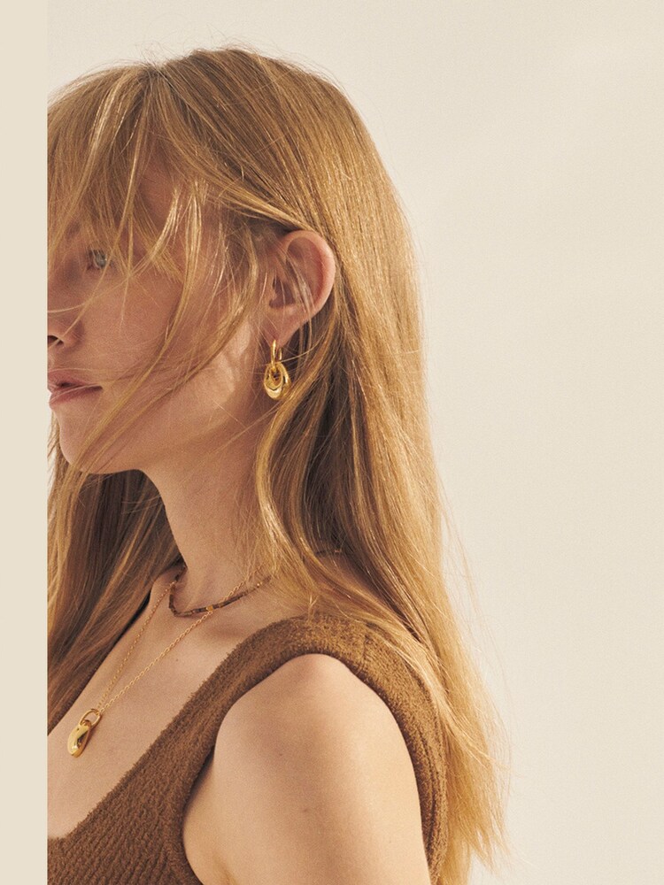 Anni Lu Gold Tone Plated Pebble Earrings - Image 3 of 3