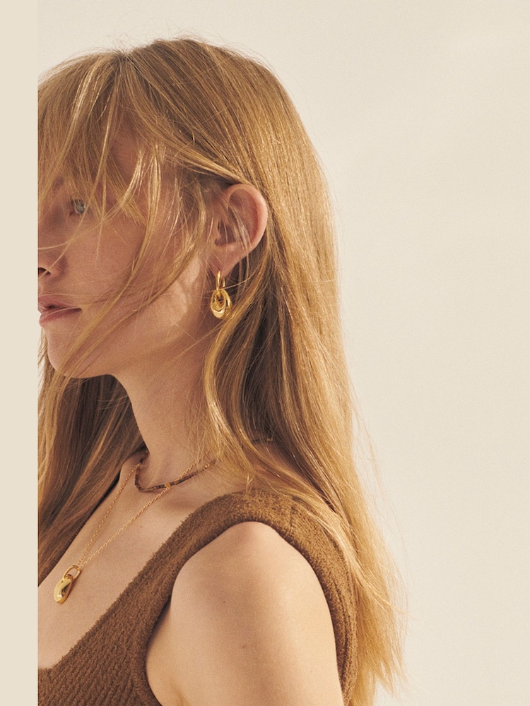 Anni Lu Gold Tone Plated Pebble Earrings - Image 3 of 3 Anni Lu Gold Tone Plated Pebble Earrings - Image 3 of 3