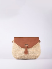 Lakeland Leather Brown Nola Straw Cross Body Bag - Image 1 of 6