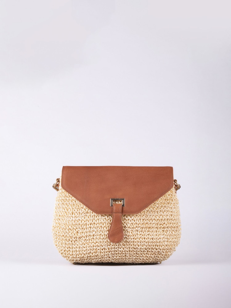 Lakeland Leather Brown Nola Straw Cross Body Bag - Image 1 of 6