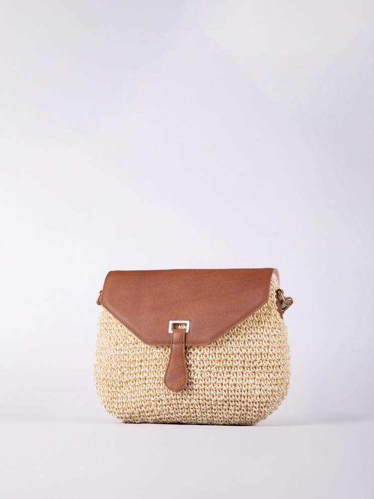 Lakeland Leather Brown Nola Straw Cross Body Bag - Image 2 of 6