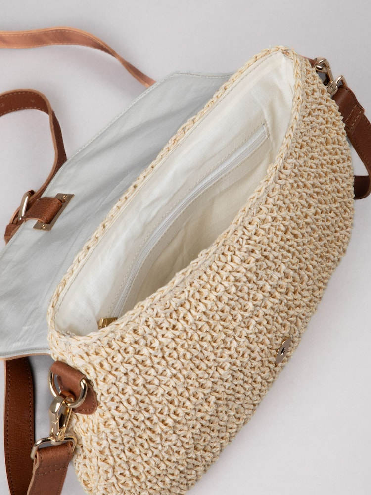 Lakeland Leather Brown Nola Straw Cross Body Bag - Image 6 of 6
